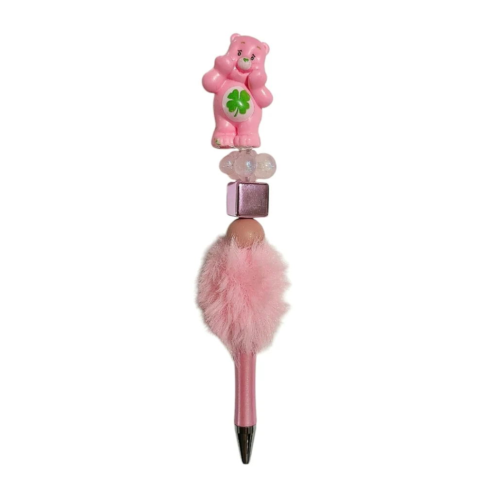 Care Bears Fur Custom Beaded Ballpoint Twist Pen Pink Topper